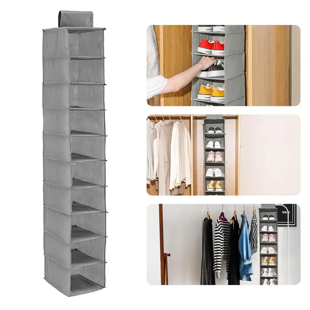 

Hanging Storage Bag Large Capacity Washable High Elasticity Wardrobe 10 Layer Wall Drawer Type Clothes Hangers Holder