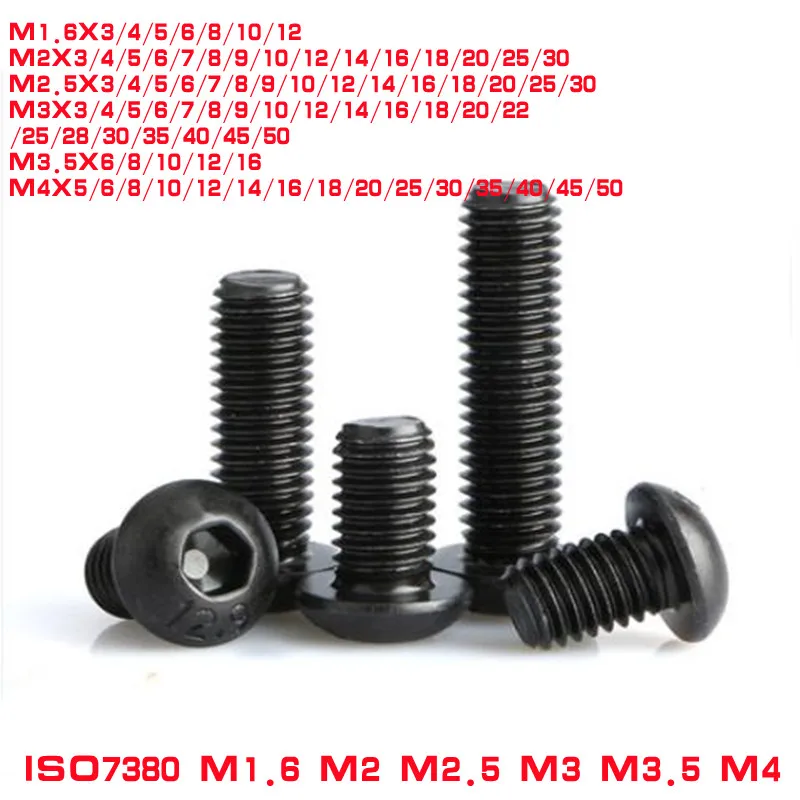ISO7380 M1.6 m2 m2.5 m3 m3.5 m4*3/4/5/6/7/8/9/10/12/14/16/18/20/22/25/30/35/40/50 grade 10.9 button hex socket cap head screw