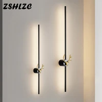 new led indoor copper wall lamp long strip wall sconce fixtures for bedroom bedside living room sofa background decor wall light