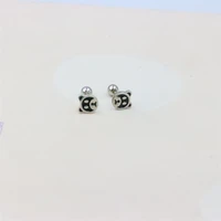 zfsilver 100 sterling 925 silver fashion cute black panda screw ball stud earring for women charm jewelry accessories gift girl