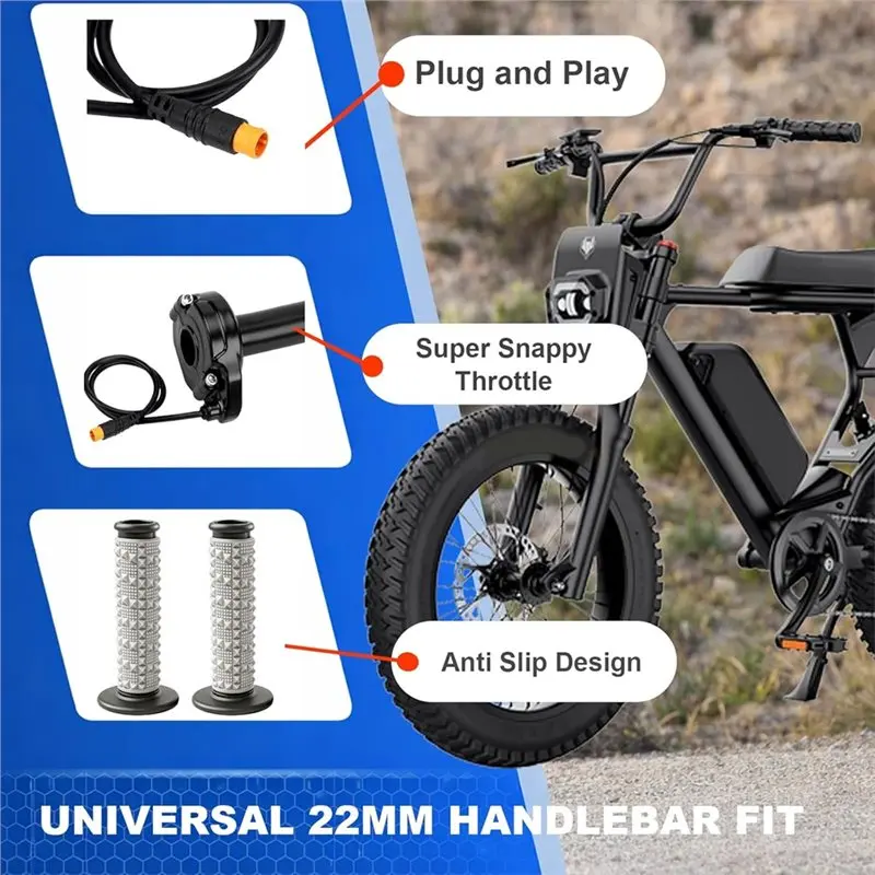 Фото Комплект ручки газа WF-For Happyrun Freego Heybike (полностью поворотная, 3-контактная) для электровелосипедов, 12В-72В, совместим с Macfox №3