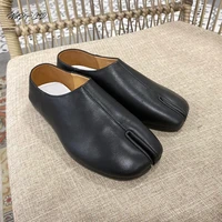 loafers men women split toe leather shoes fashion casual luxury brand genuine leather cowhide soft sole couple flat ninja shoes