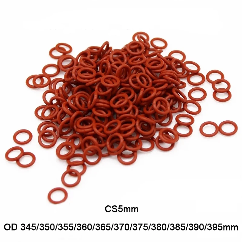 

1pcs Red VMQ Silicone O Ring Gasket Rubber Washer CS5mm OD 345mm~395mm Food Grade Silicon O Ring Gasket Rubber o-ring