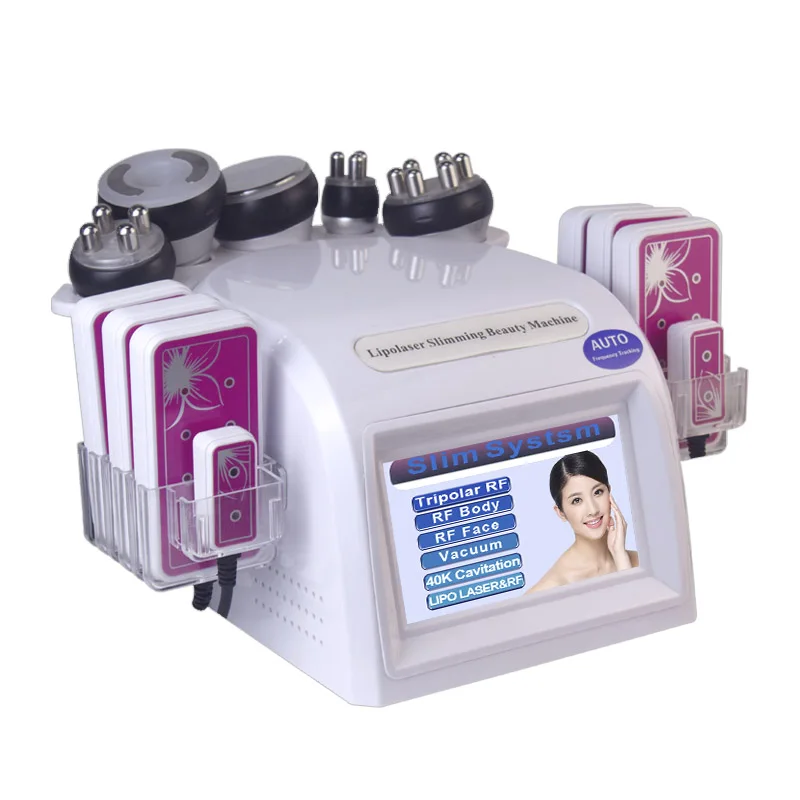 

New Arrival 6 In 1 40K Ultrasonic Cavitation Vacuum Radio Frequency Laser 8 Pads Lipo Laser Slimming Machine for Home Use