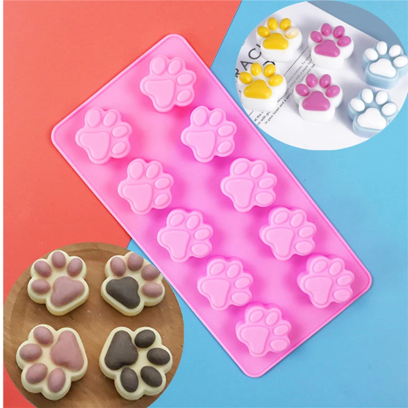 Food Grade Silicone Paw Print Mold Reusable Dog Cat Animal Paw Ice Candy Chocolate Baking Mold, Oven, Freezer, Dishwasher Safe