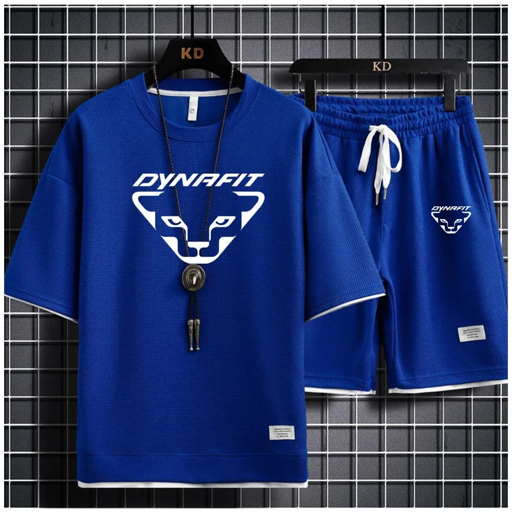 DYNAFIT Men's Two-piece Sportswear Suit Short Sleeved Casual T-shirt and Pants Summer Sports Fitness Jogging Men Sets