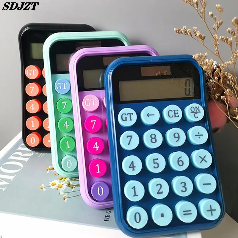 

Мультяшный бесшумный калькулятор карамельного цвета, механическая клавиатура, настольный учебный калькулятор для финансов и счета