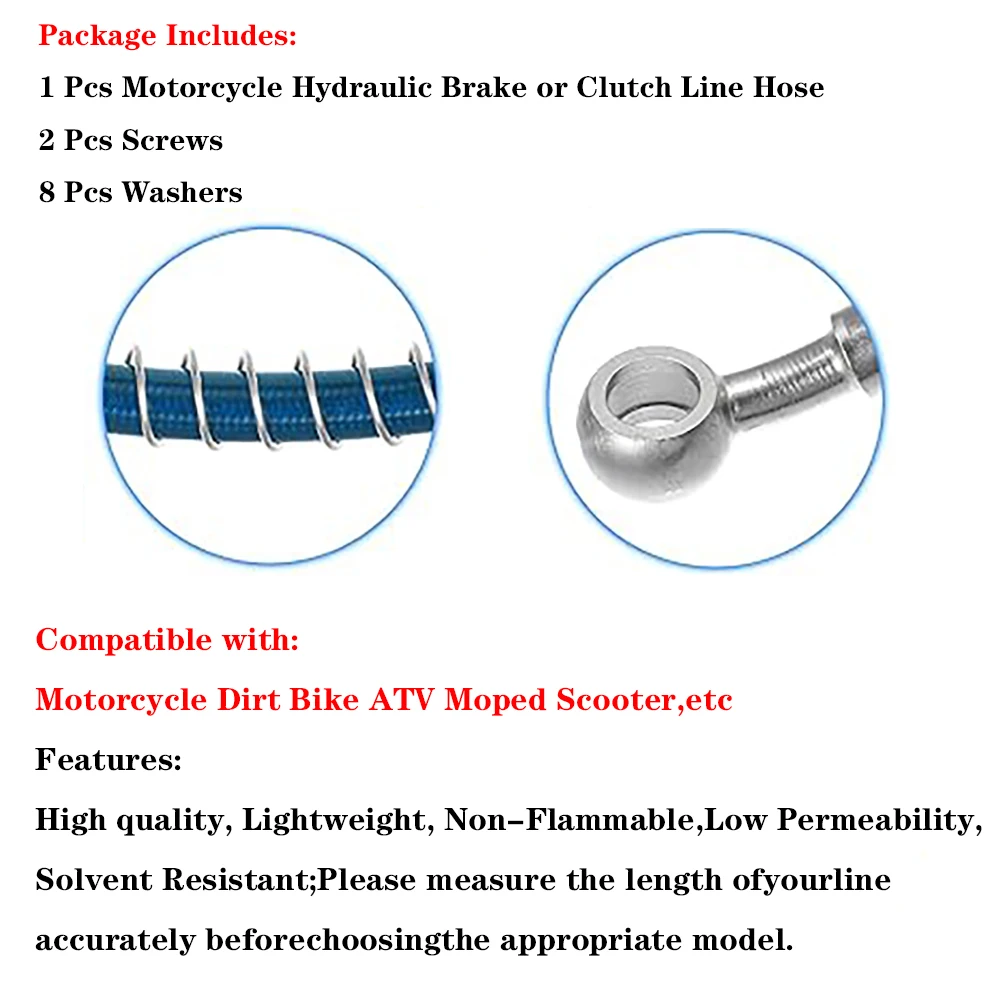 Синий 90-90 градусов мотоцикл Байк Плетеная линия Тормозной шланг Сцепление
