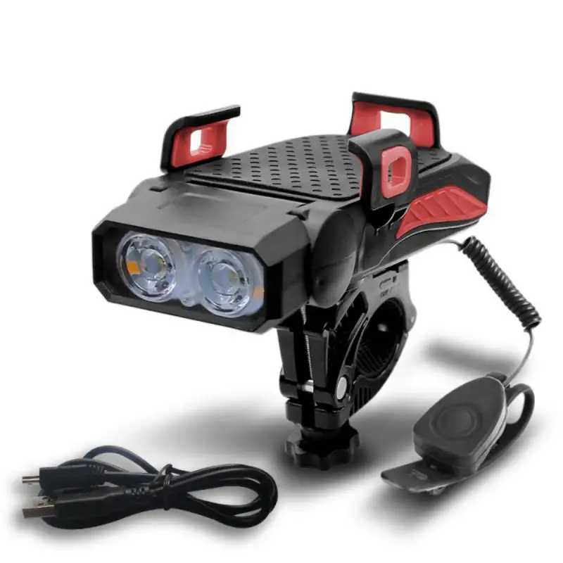 

4000mAh 4 In 1 Bicycle Lamp Highlight T6 Lamp Bead Bike Horn Front Light Waterproof 4 Modes Cycling Headlight With Horn