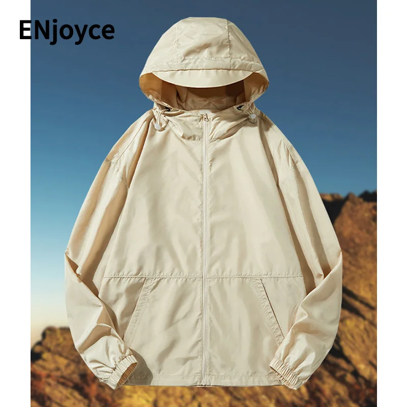 

Ветровка мужская с капюшоном, тонкая водонепроницаемая куртка от солнца, уличная одежда для пар, ветровка, весна-лето