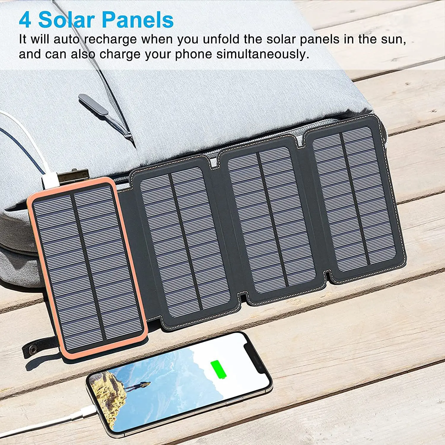 16000mAh Waterproof Solar Power Bank Outdoor Camping Portable Folding Solar Panels 5V 2A USB Output Device Sun Power For Phone