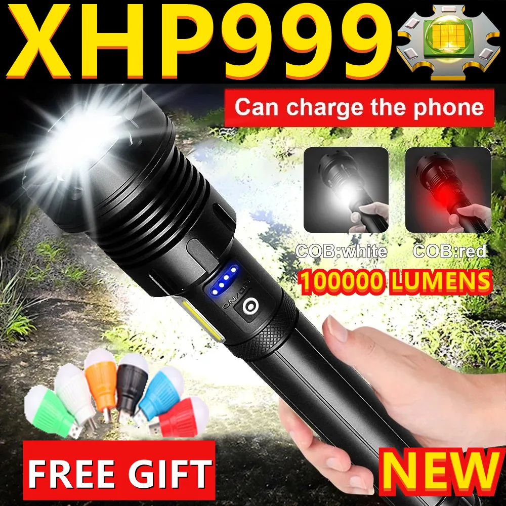 

700000 Glare Super XHP999 Powerful Led Flashlight torch XHP90 High power USB Rechargeable Tactical flash light 18650 Led Lantern