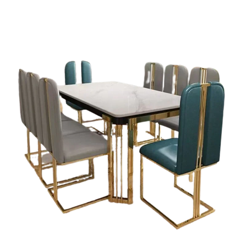 Металлический роскошный обеденный стол в скандинавском стиле кухонные стулья с