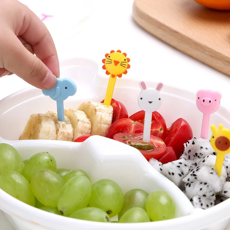 

6/10/12Pcs Bento Vegetable Crockery Cute Mini Toddler Children Fruit Forks Toothpicks Kids Food Picks Cartoon Animal Farm
