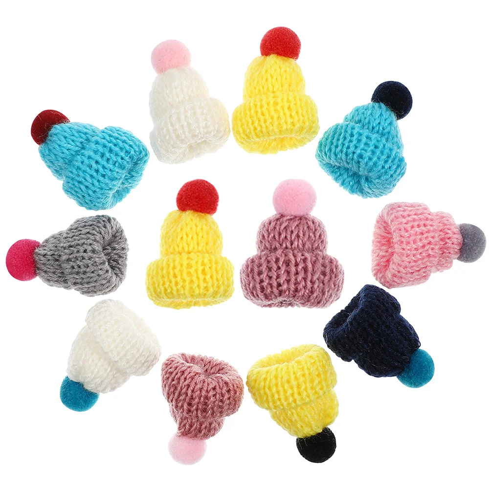 

12/24pcs Christmas Wine Bottle Covers Doll Hats Miniature Hats Bottle Decors Knitted Hat DIY Handmade Accessories Phone Case