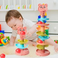 baby puzzle kids fun track turn around rolling mental sliding ball pile tower early education assembling 0 3 years old toy