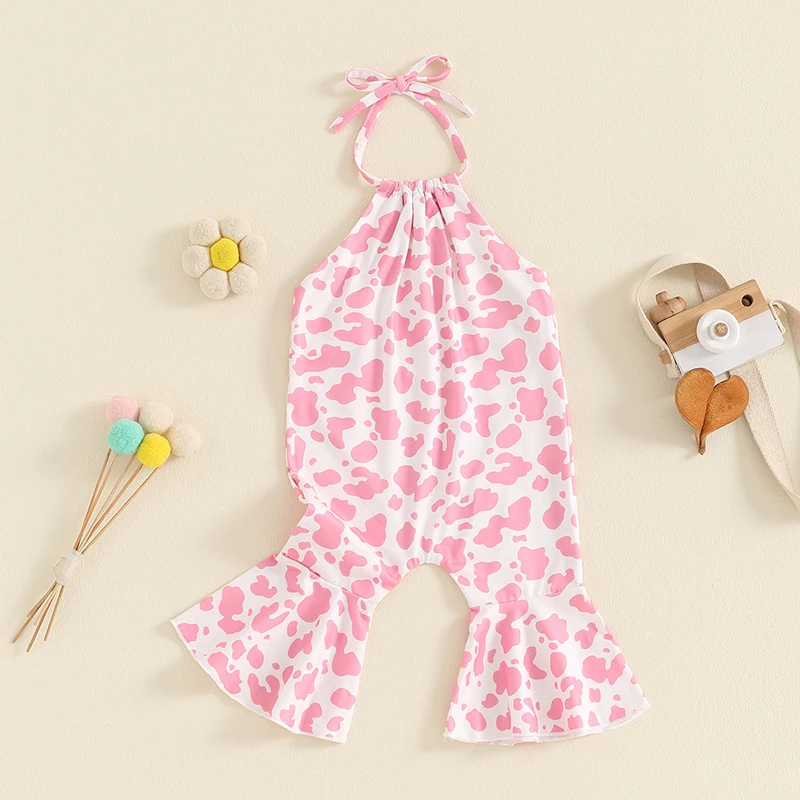 Детский летний комбинезон для девочек с коровьим принтом