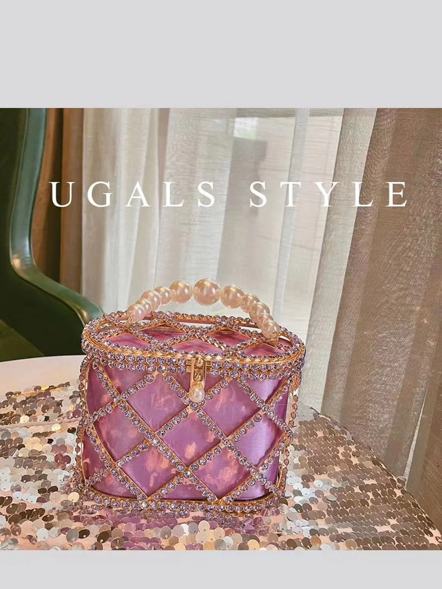 Luxury Designer Metal Cage Women's Handbag Crystal Shiny Rhinestone Diamond Evening Bag Wedding Party Clutch Purse Crossbody Bag