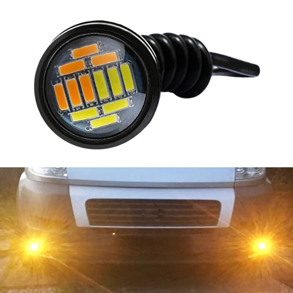 23 мм 4014 12Smd «Орлиный глаз», сигнал поворота, белые, желтые дневные ходовые огни, фонари, резервный автомобильный двигатель, светодиодная парковочная лампа, модификация