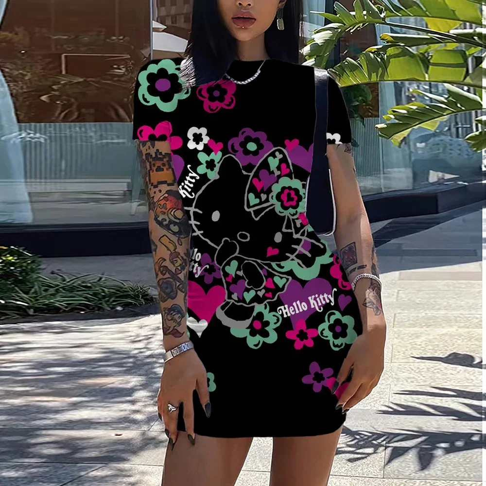 Женское короткое пляжное мини-платье Hello Kitty с 3D принтом