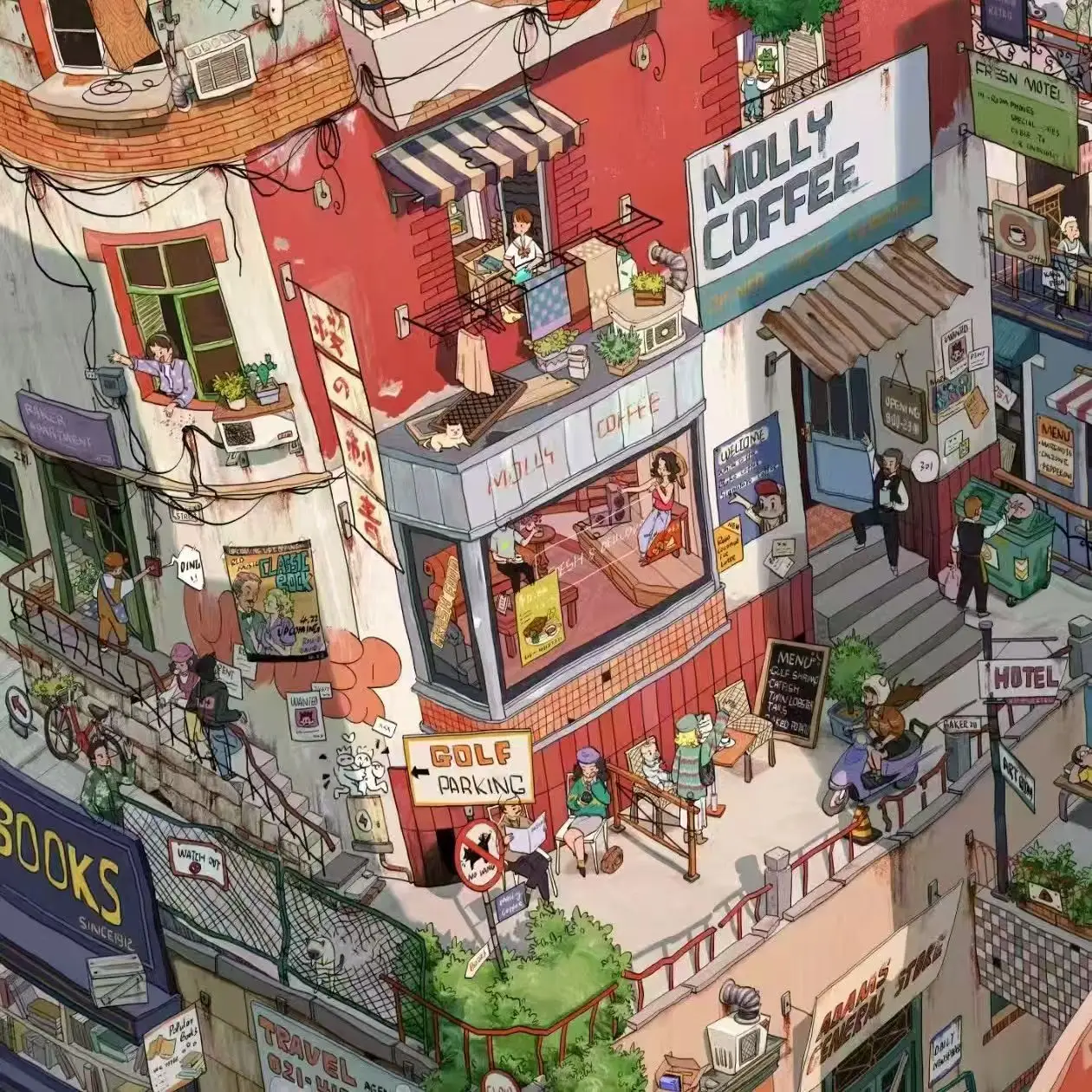 

3D мультяшная наклейка сцены