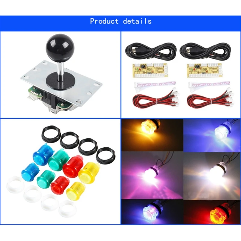 

2 Players Joystick Game Kits with 20 LED Arcade Buttons DIY Arcade Delay USB to PC Games for Adults
