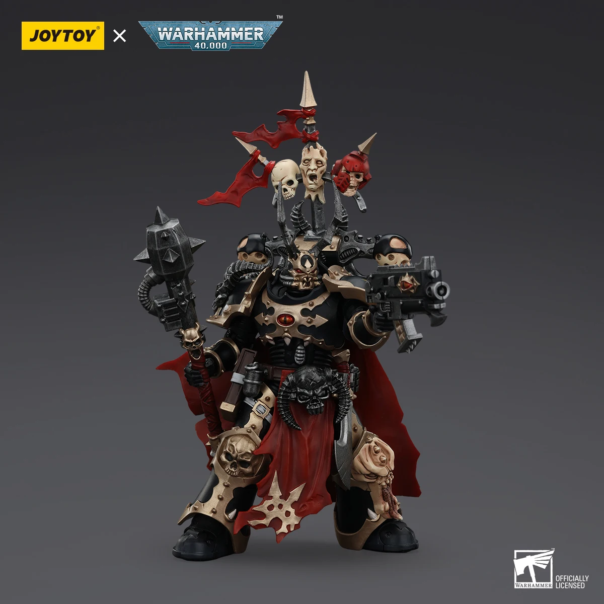 Фото JOYTOY Warhammer 40K Chaos Space Marines Черный Легион Выбранный Чемпион с Боллером и Молодой Фигурки оригинального коллекционирования №4