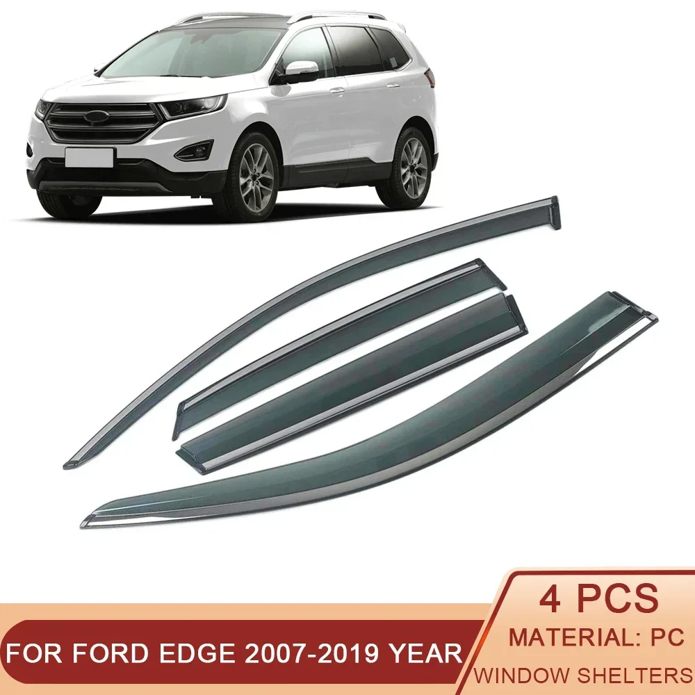 For FORD EDGE Endura 2007-2019 Car Window Sun Rain Shade Visors Shield Shelter Deflector Cover Trim Frame Sticker Accessories