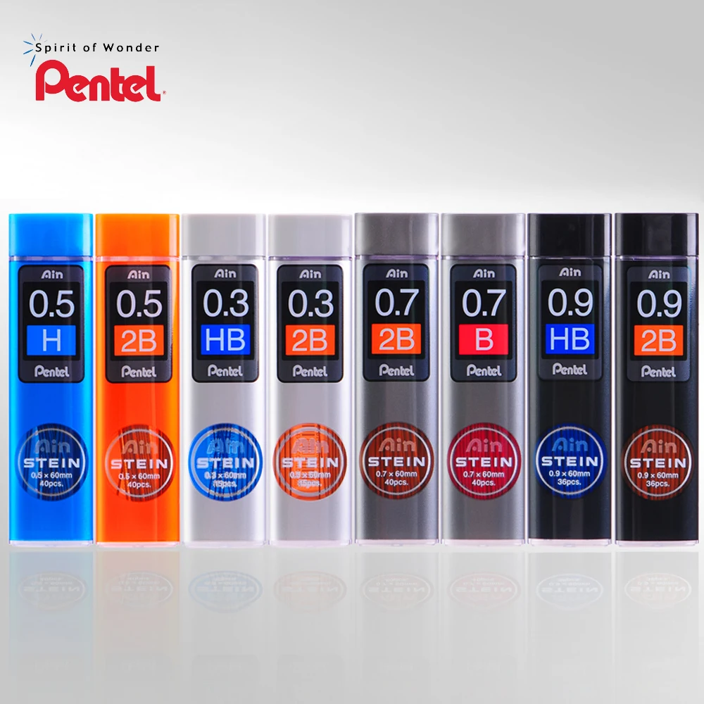 Фото Pentel небьющийся STEIN высокополимерный графитовый грифель C275 AIN, автоматический карандашный грифель 0,3/0,5/0,7/0,9 мм, подвижный грифель B/2B/HB №1
