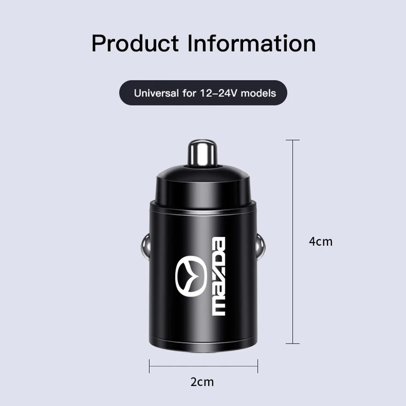 Автомобильное зарядное устройство QC3.0 PD Mini Mazda тип C быстрая зарядка 2 порта 5 А