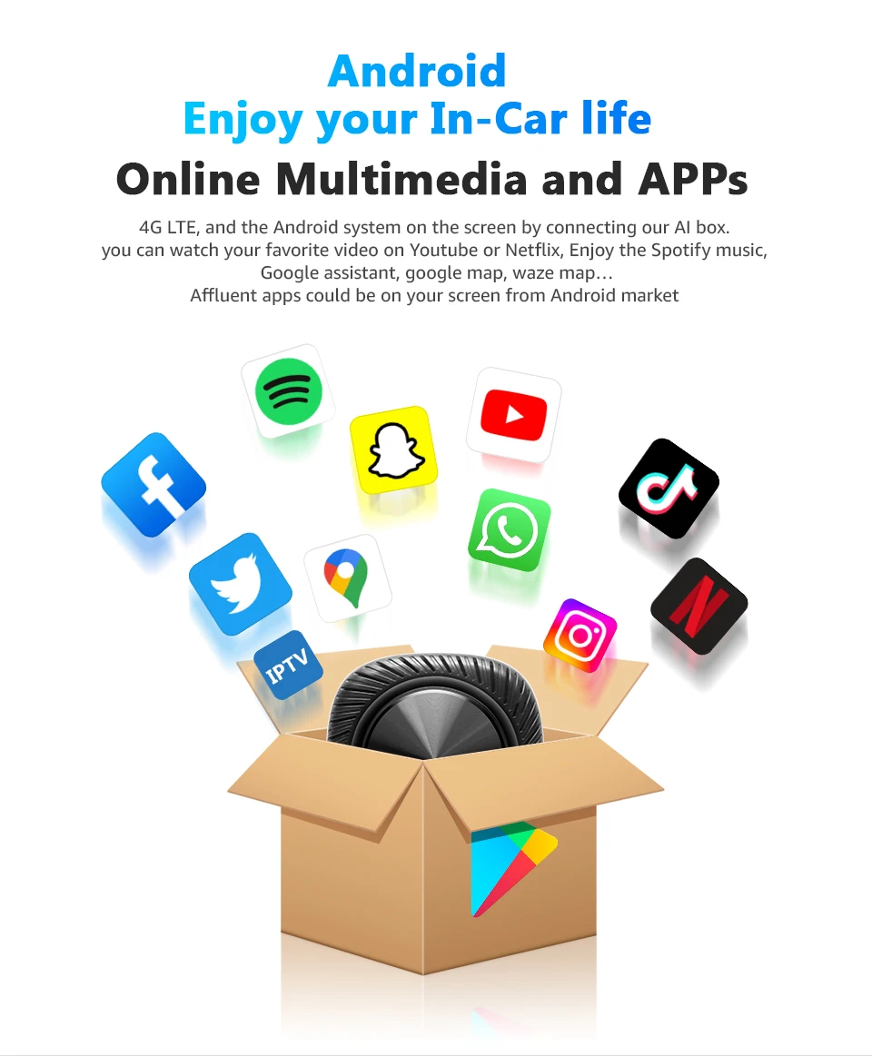 2022 Apple Pie Carplay Ai Box Car Smart Поддержка Youtube Netflix Usb Android 10 OEM GPS позиционирования данных