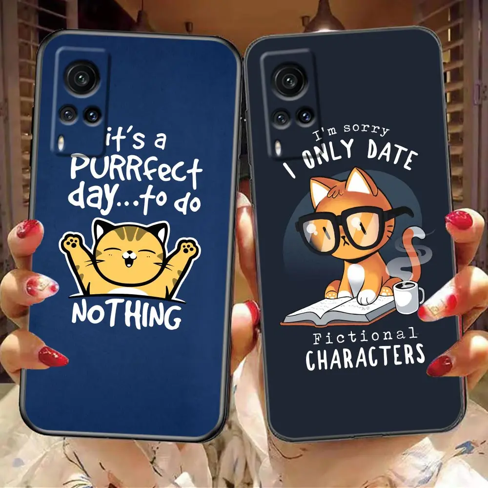 

Funda Case For VIVO X20 X21 X23 X27 X50 X60 X70 X7 X9 V11 V15 V17 V19 V20 V21 V23 Pro Plus 5G Case Cartoon Animals Funny Words