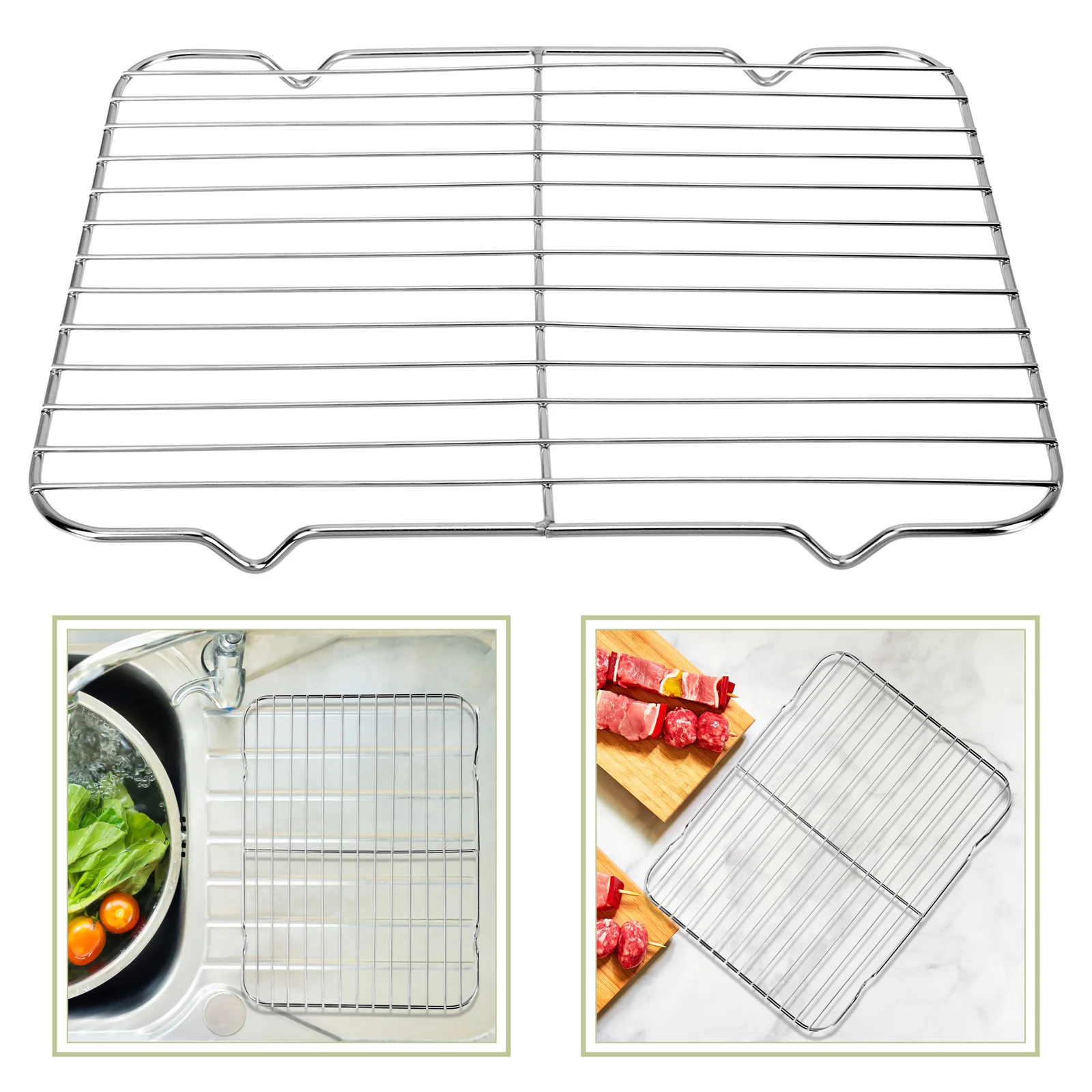 

Rack Oil Frying Stainless Steel Drain Drip Grill Draining Fritters Filters Net Crisper Tray Deep Cooking Tools Baking Oven Pan
