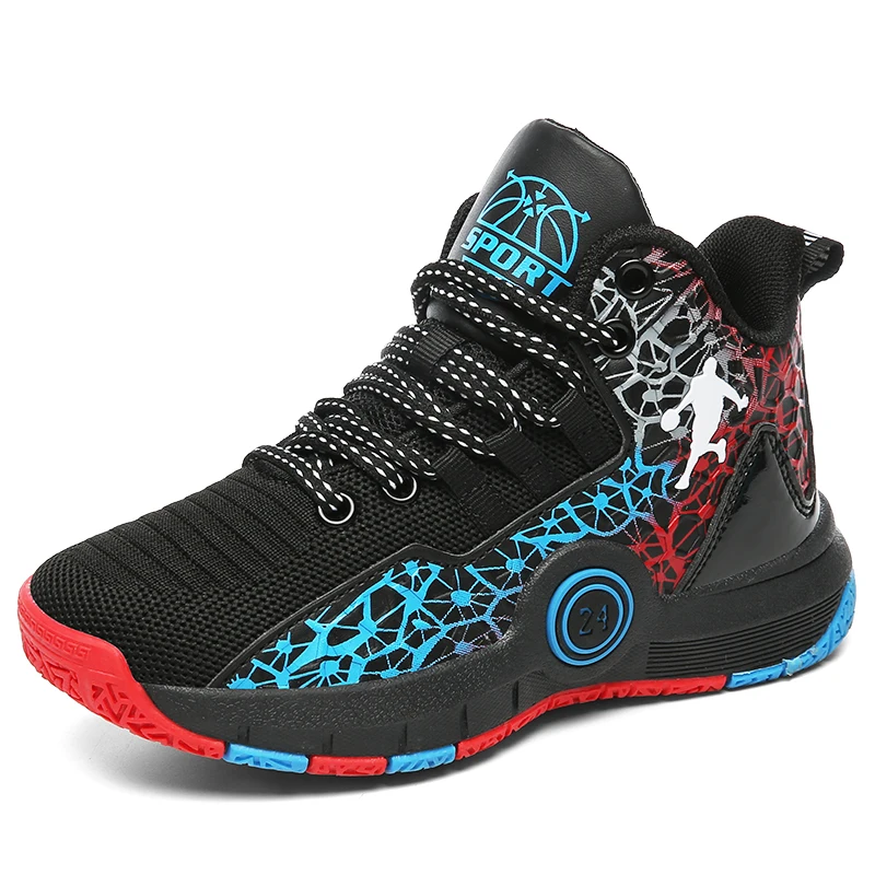 

Brand Kids Basketball Shoes for Boys Thick Sole Non-slip Children's Sport Shoes Breathable Boys Sneaker Outdoor Boy Basket Shoes