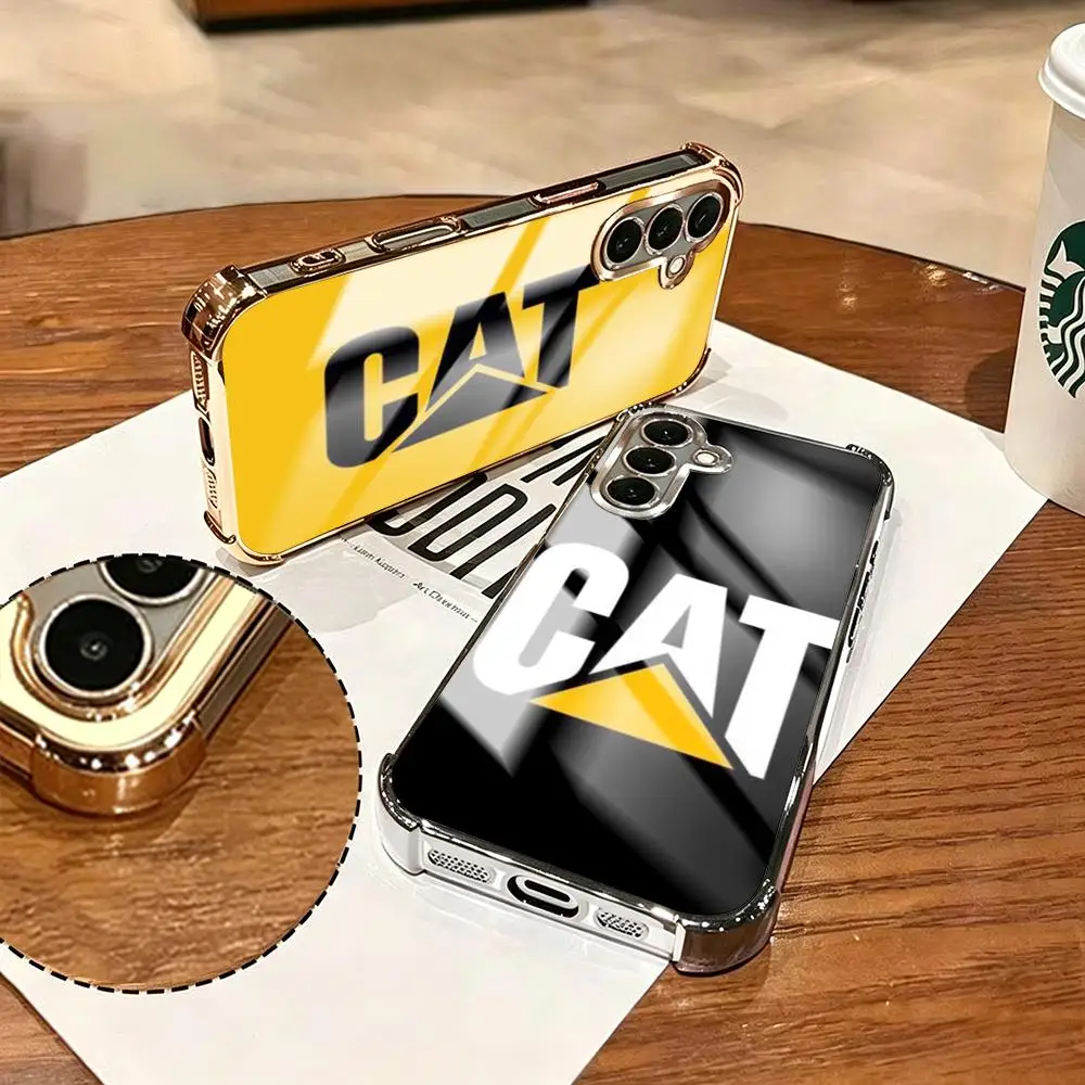 Фото Чехол для телефона Cat C-CATERPILLAR для Samsung S26 S25 S24 S23 S22 S21 Plus Ultra FE, золотой, серебряный, с защитой углов от ударов, стеклянный №1