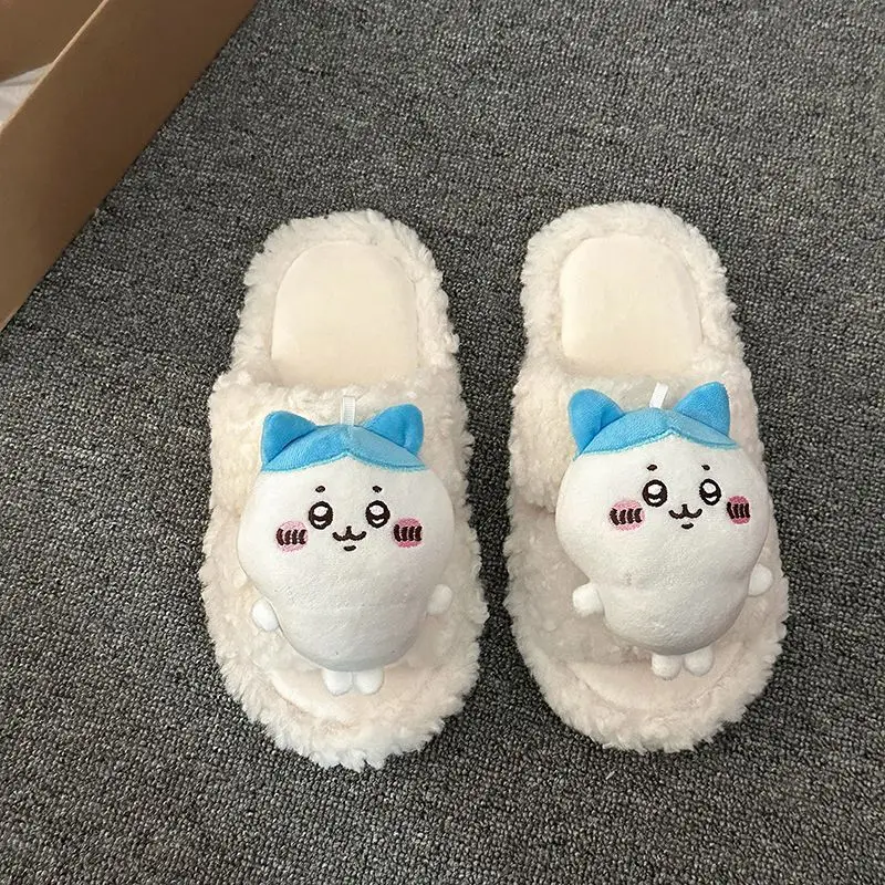 Chiikawa аниме зимние кавайные теплые домашние хлопковые тапочки для девочек мягкие