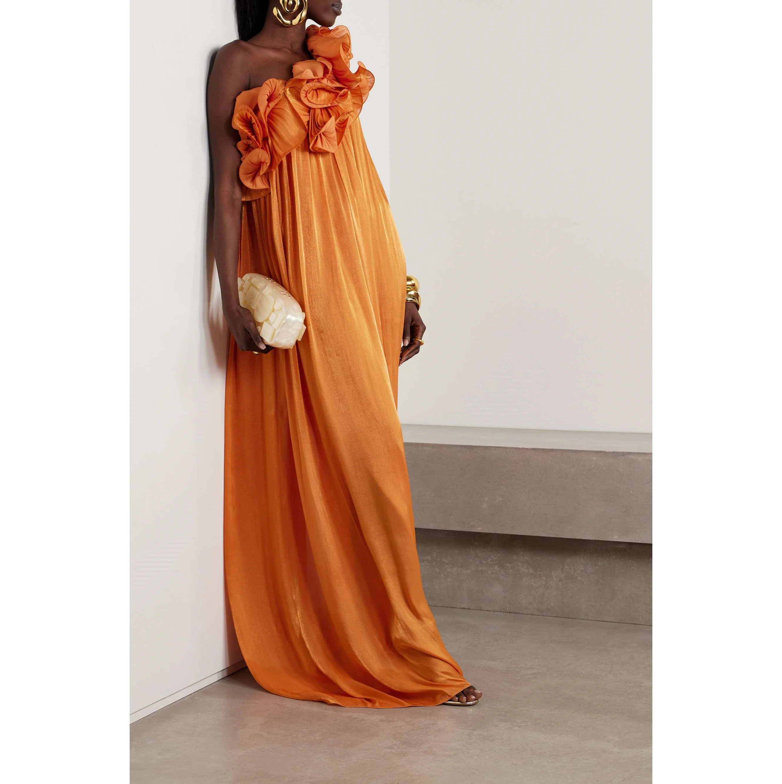 Вечернее платье Hoepoly атласное одно плечо