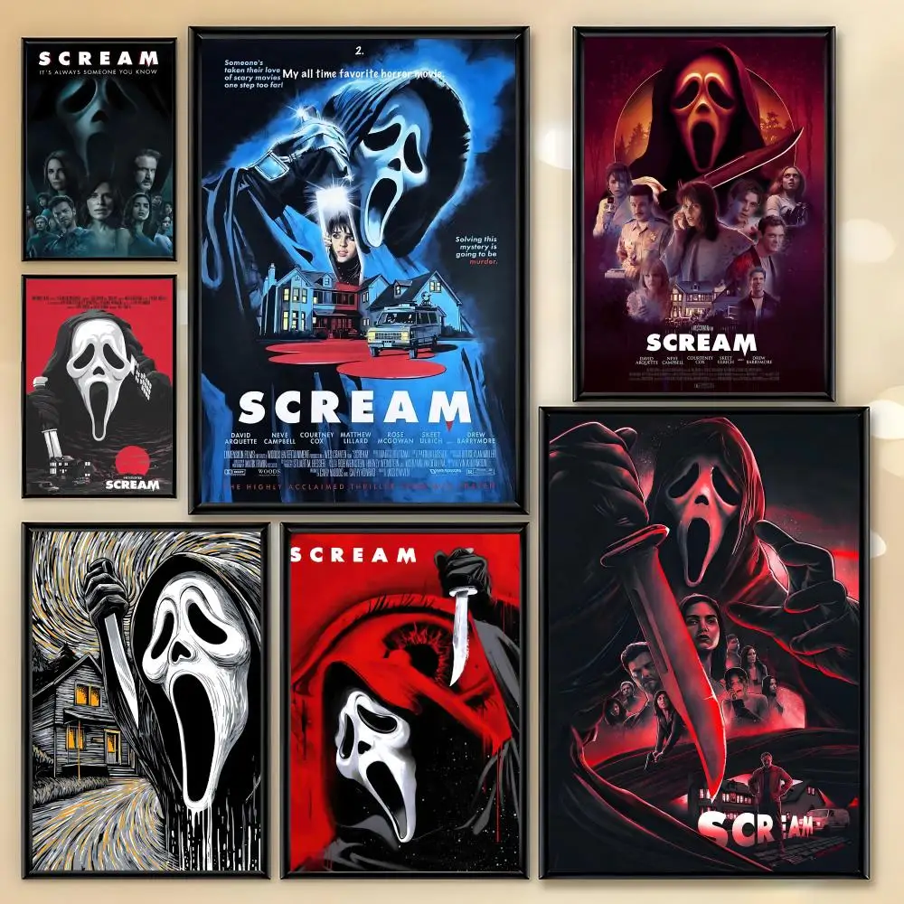 Фото Постер фильма ужасов и триллеров S-ScreaM, HD-арт, наклейка на стену, декор для комнаты, водонепроницаемый, для дома, гостиной, бара, эстетическое украшение №1