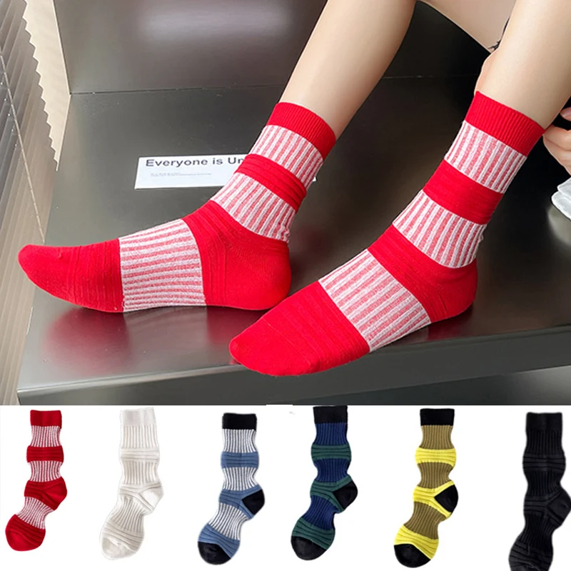 

Japanese Lantern Sock Stripes Socks Women's Colon Socks Elastic Thread Woman Socks Cute Girl Tube Sock Pure Cotton Women's Socks