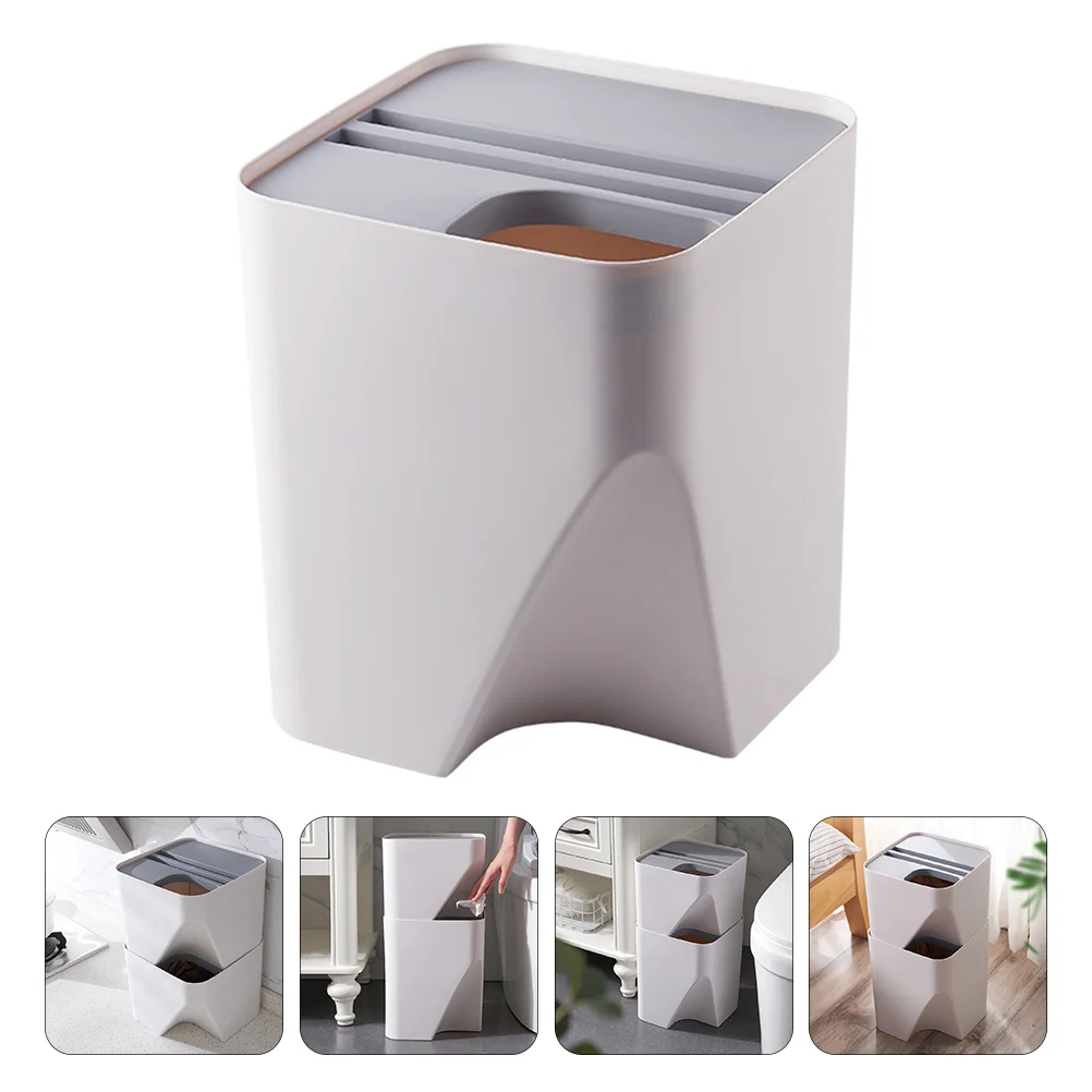 

Garbage Can Stackable Rubbish Container Waste Trash Home Mini Bin Cans Household Stacking Classified
