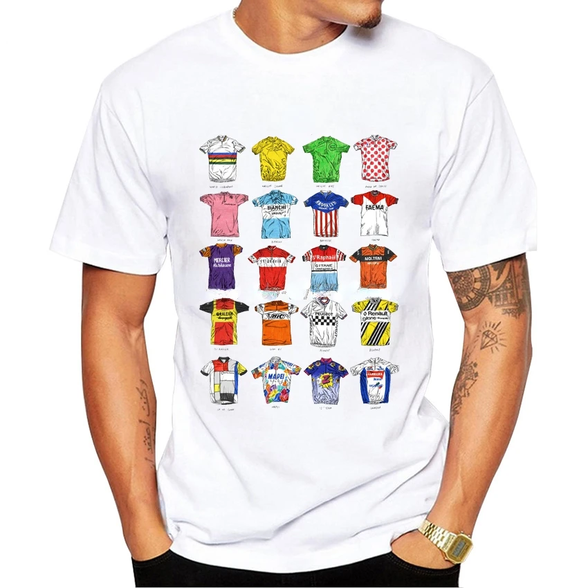 

A Collection Of Cycling Jerseys Print T-Shirt Fashion Men Short Sleeve Old Bike Bicycles Sport Casual Tops Hip Hop Boy Tee Shirt