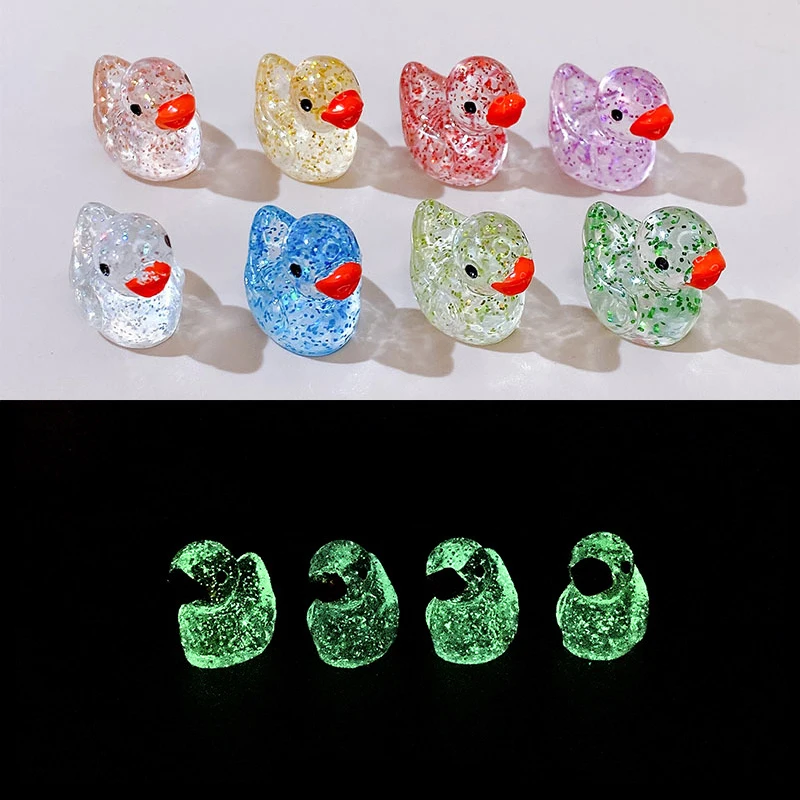50Pcs Mixed Colors Luminous Mini Ducks Micro Landscape Figure Ornament DIY Glowing Statue Potted Garden Decoration