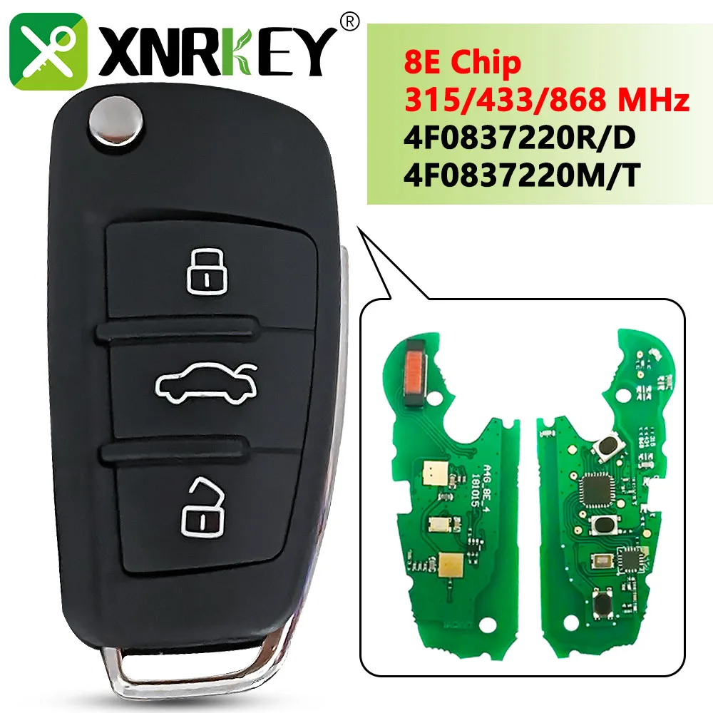 XNRKEY 3-кнопочный автомобильный дистанционный ключ 8E чип 315/433/868 МГц для Audi A6 S6 Q7