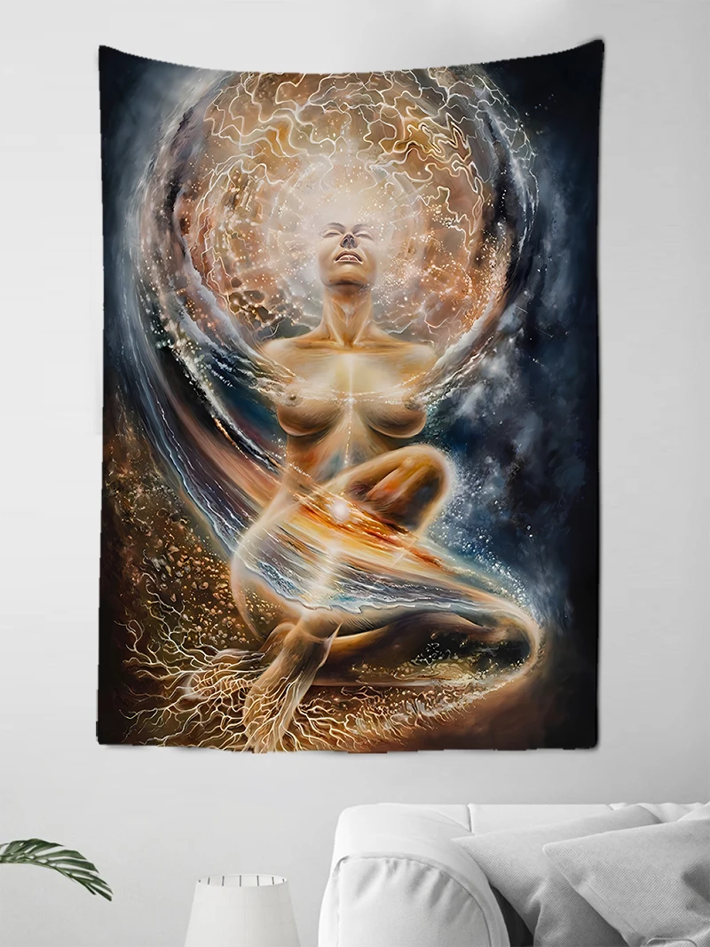 

Медитация, психоделический индийский гобелен мандалы, настенный гобелен в богемном стиле, цыганский психоделический гобелен