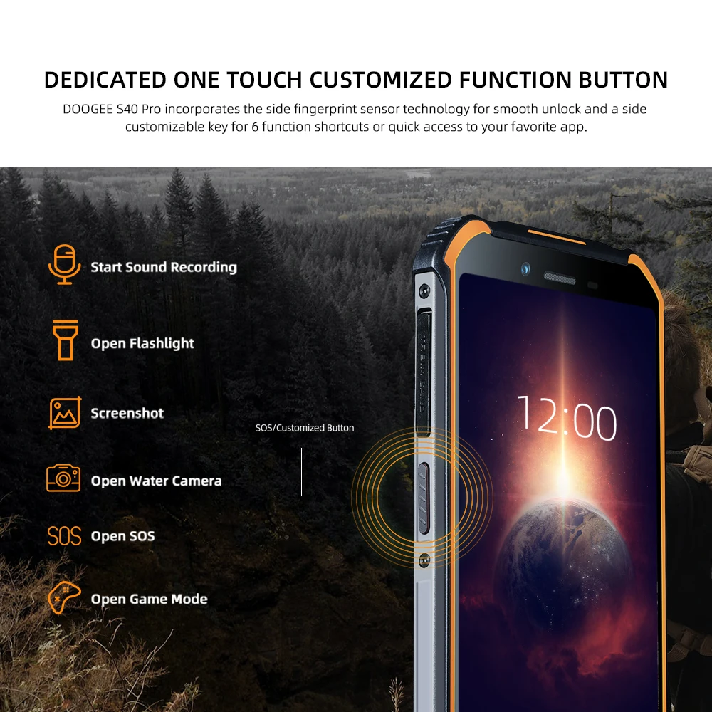 Смартфон DOOGEE S40 Pro Android 10 IP68 / IP69K 4GB RAM 64GB ROM Прочный мобильный телефон
