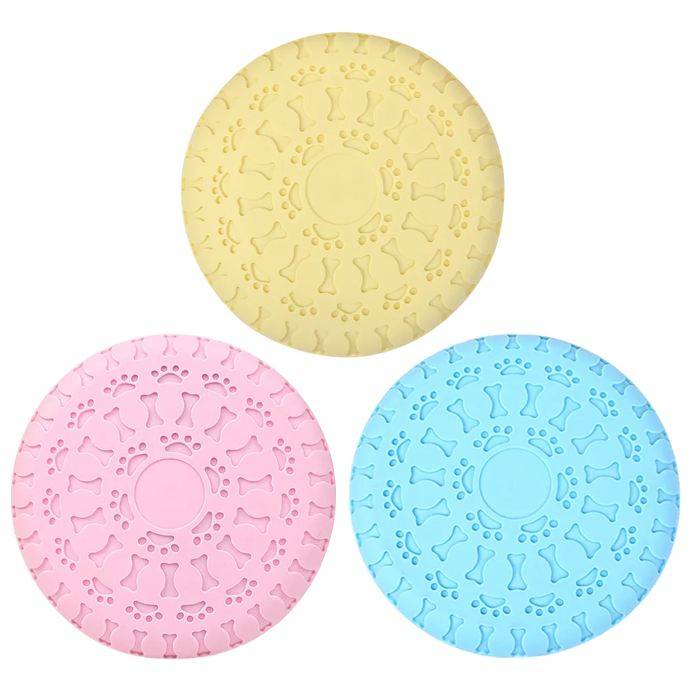 

3Pcs Interactive Disc Dog Chew Multi-function Dog Disc Plaything Puppy Food Plate