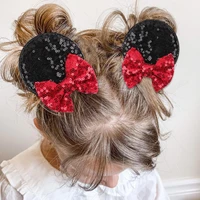 24pairlot48pc sequin mouse ears clips kids bow hair clips ear hairpins baby party hairgrips barrette girls hair accessories