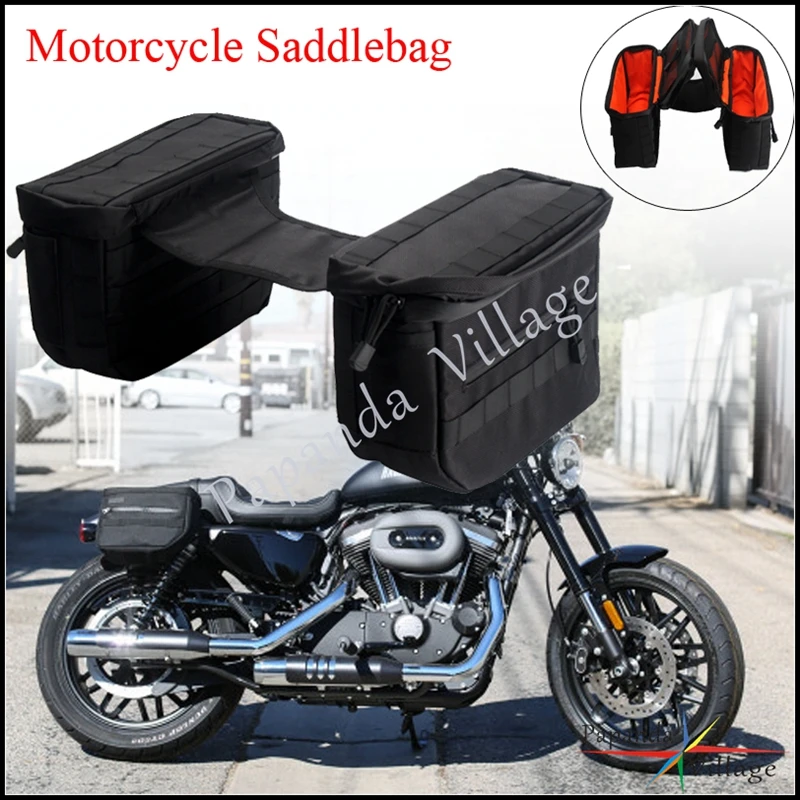 

1Pair Universal Motorcycle Waterproof Nylon Saddlebag Rear Storage Luggage Bag Travel Bags For Harley Softail Dyna Sportster FXR