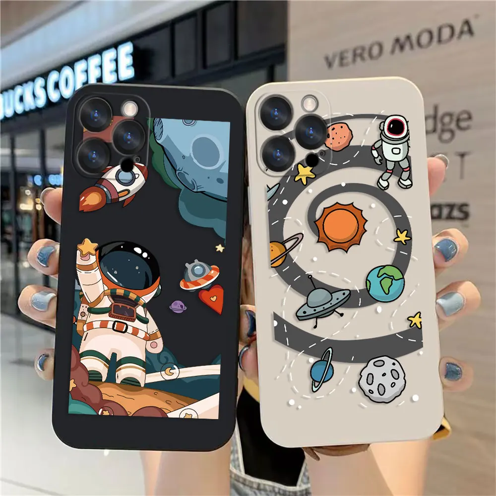 Case For Apple iPhone 14 13 12 11 Pro XS Max Mini X XR SE 7 8 6 6S Plus Case Cover Funda Cqoue Shell Capa Space Astronaut GALAXY