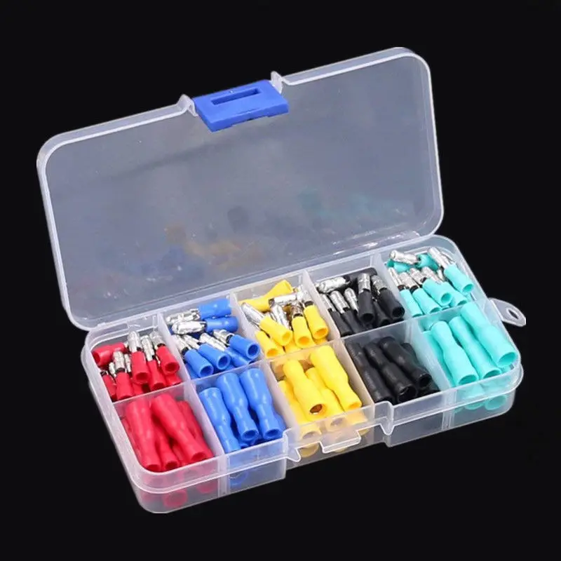 

100 PCS Bullet Type Lnsulated Electrical Connector Female And Male Wire Connector Cold Press Pluggable Brass Car Accessories